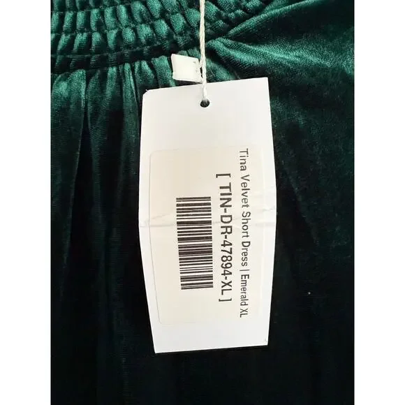 Baltic Born Tina Green Velvet Knee Length Long Sleeved Dress sz XL NWT - Picture 3 of 8